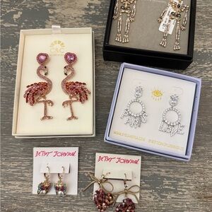 C&C California Betsey Johnson Baublebar earring lot skeleton hearts flamingo